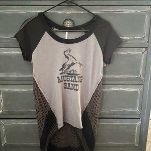 Free People Mustang Band Small Tee Crochet Grey